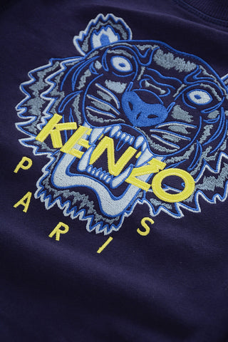 Brushed Cotton Crew-neck Sweatshirt with TIGER CREST Embroidery