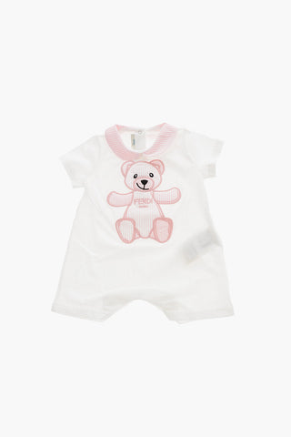 Set Romper Suit e Beanie in Cotone con Ricamo Logo