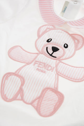 Set Romper Suit e Beanie in Cotone con Ricamo Logo