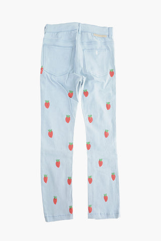 Jeans Bootcut in Denim Stretch con Dettagli Paillettes