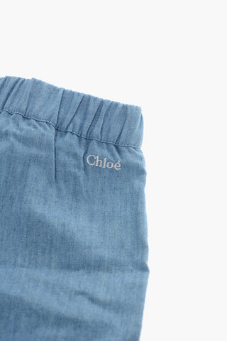 Lightweight Denim Shorts with Embroidery on the Bottom