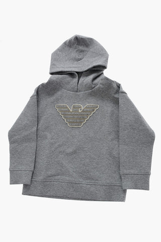 EMPORIO Solid Color Hoodie with Maxi Embossed Logo