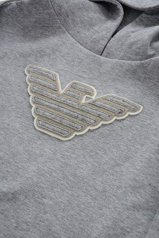 EMPORIO Solid Color Hoodie with Maxi Embossed Logo