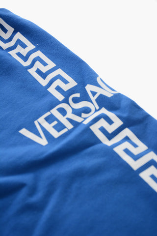 Shorts in Cotone con Dettagli Greca e Logo a Contrasto