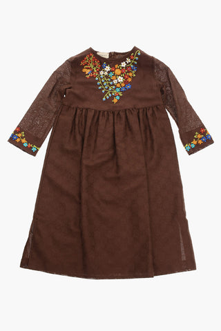 Crewneck Embroidered Dress with Allove Logo Pattern