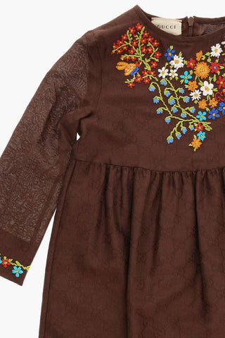 Crewneck Embroidered Dress with Allove Logo Pattern