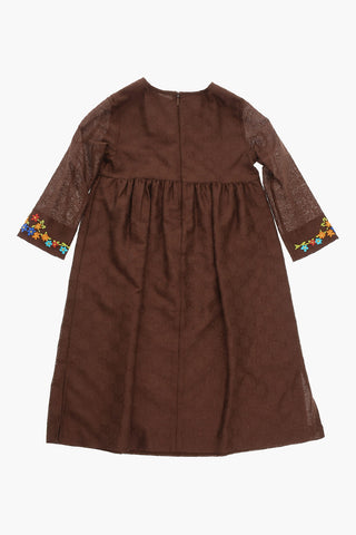 Crewneck Embroidered Dress with Allove Logo Pattern