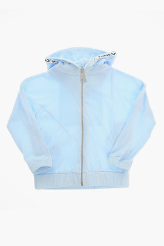Velour Hoodie Sweatshirt with Logoed Drawstring