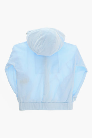 Velour Hoodie Sweatshirt with Logoed Drawstring