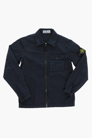 Zip-up Shirt with Logo Patch