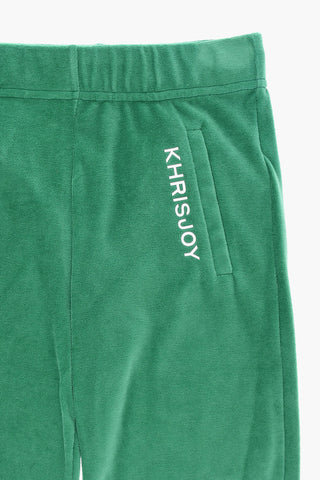 Velour Joggers with Logo Print