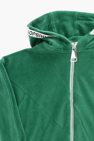 Felpa Hoodie in Velour con Coulisse Logata