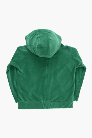 Felpa Hoodie in Velour con Coulisse Logata