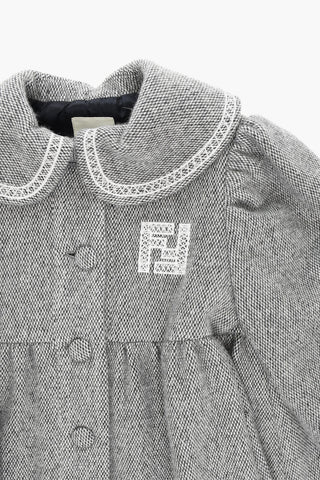 Pleated Tweed Coat with FF Embroidery