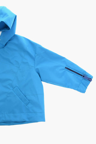 Oversized Hooded Windbreaker Jacket with Zip Detailing