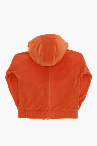 Velour Hoodie Sweatshirt with Logoed Drawstring