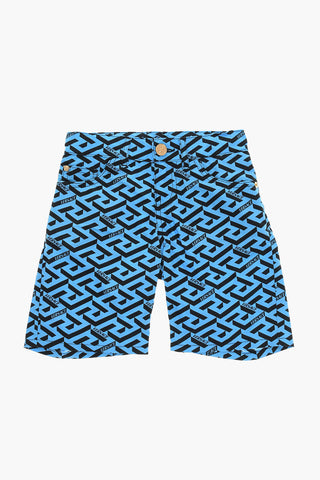 Shorts con Motivo LA GRECA e Logo Patch sul Retro
