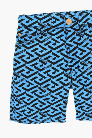 Shorts con Motivo LA GRECA e Logo Patch sul Retro
