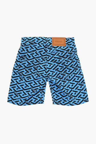 Shorts con Motivo LA GRECA e Logo Patch sul Retro