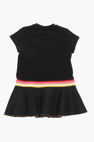 Half-sleeved Flared Dress with Eye Motif