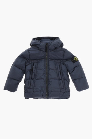 Hooded Puffer jacket with Logo Patch