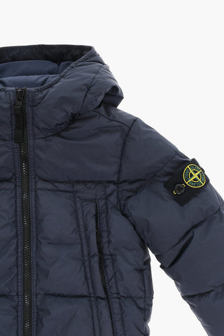 Hooded Puffer jacket with Logo Patch