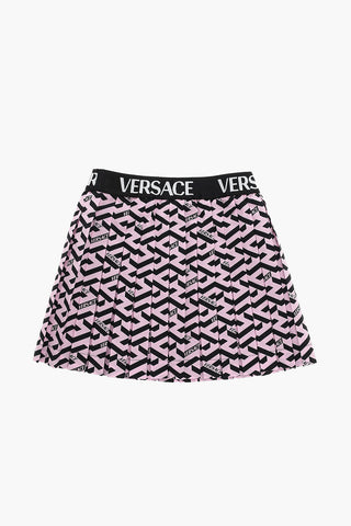 Pleated Miniskirt with LA GRECA Pattern