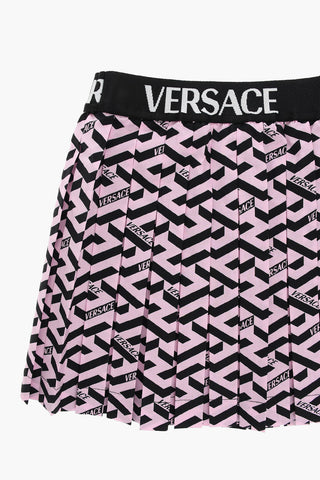 Pleated Miniskirt with LA GRECA Pattern