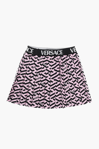 Pleated Miniskirt with LA GRECA Pattern