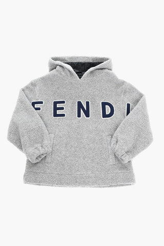 Faux-fur Hoodie Sweatshirt with Maxi Logo