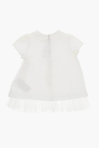 Vestito in Tulle con Collo Club e Ricamo