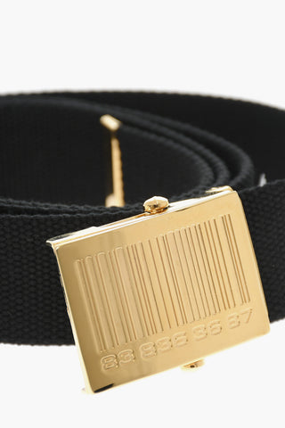 Fabric Belt with Gold Tone Buckle and Engraved Barcode 40mm
