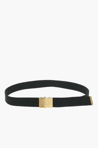 Fabric Belt with Gold Tone Buckle and Engraved Barcode 40mm