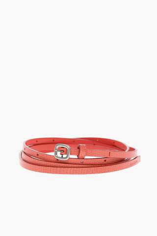 Cintura Skinny in Pelle Effetto Serpente 5mm