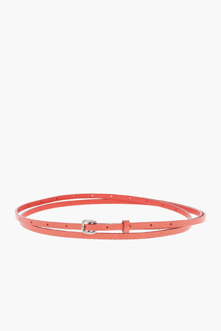Cintura Skinny in Pelle Effetto Serpente 5mm