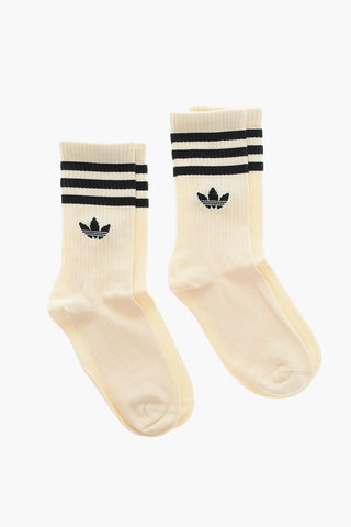 Set of 2 Pairs of Cotton Blend Socks with Contrasting Logo