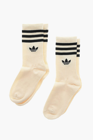 Set of 2 Pairs of Cotton Blend Socks with Contrasting Logo