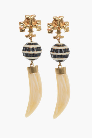 Brass ROXANNE Earrings with Horn Pendant