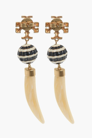 Brass ROXANNE Earrings with Horn Pendant