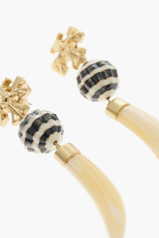 Brass ROXANNE Earrings with Horn Pendant