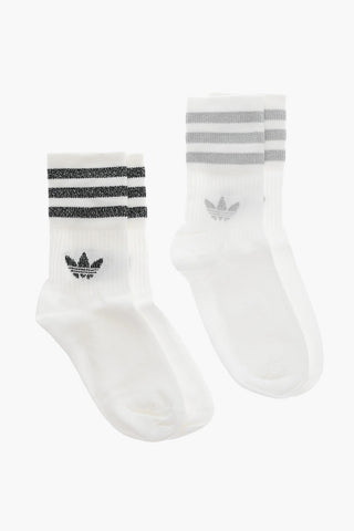 Set of 2 Pairs of Cotton Blend Socks with Lurex Details