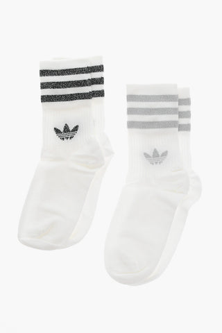 Set of 2 Pairs of Cotton Blend Socks with Lurex Details