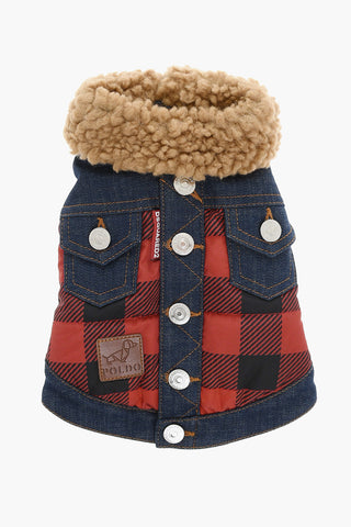 POLDO DOG COUTURE Gilet Per Cani in Motivo a Quadri con Abbellimento Bottoni Argentati