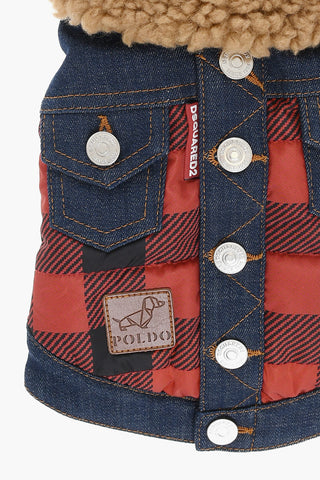POLDO DOG COUTURE Gilet Per Cani in Motivo a Quadri con Abbellimento Bottoni Argentati