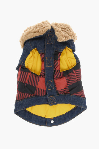 POLDO DOG COUTURE Gilet Per Cani in Motivo a Quadri con Abbellimento Bottoni Argentati