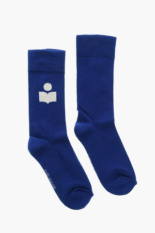 Ribbed Long Socks with Contrasting Logo