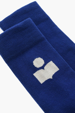 Ribbed Long Socks with Contrasting Logo