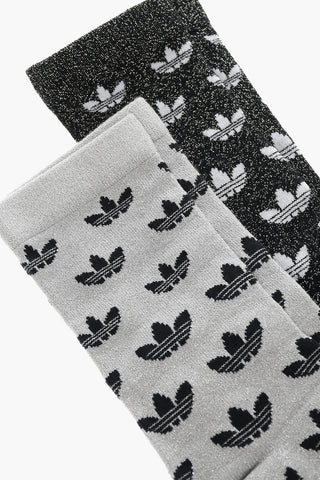 Set of 2 Pairs of Lurex Socks with All-Over Logo