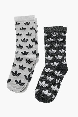 Set of 2 Pairs of Lurex Socks with All-Over Logo