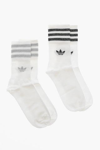 Set of 2 Pairs of Cotton Blend Socks with Lurex Details